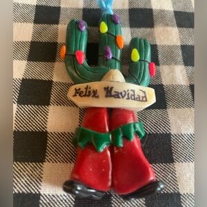 Vintage Polymer Clay Saguaro Cactus Ornament